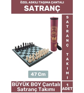Premium Aile Ev Arkadaş Zeka Strateji Beceri Geliştirici ASKILI TAŞIMA ÇANTALI SATRANÇ Takımı 47 Cm