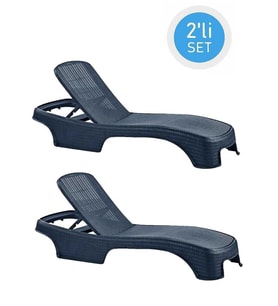 Omnipazar SY-2536 Antrasit Brezza Royal Lüks Rattan Şezlong 2'li Set