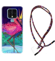 Tecno Camon 16 18P Pova Kılıf Boyun Asklı Rasta Silikon Queen Flamingo 1748