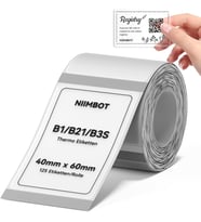Kendinden yapışkanlı termal etiketler, B1/B21/B3S etiket bandı, kağıt, okul, ev, ofis, küçük işletmeler için (şeffaf dikdörtgen, 40 x 60 mm)