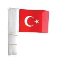 23 Nisan Küçük Boy Çıtalı Kağıt Türk Bayrağı 100 Lü,  19 X 12,5