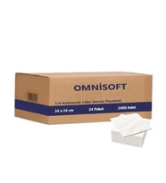 Omnisoft 24x24cm 1/4 Çift Katlı Lüks Servis Peçetesi Beyaz 24 Paket 2400 Ad