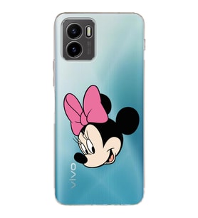Vivo Y15s 2021 Uyumlu Kamera Korumalı Kapak Minnie Mouse Tasarımlı Şeffaf Silikon Kılıf