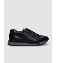 %100 Hakiki Deri Siyah Bağcıklı Erkek Sneaker