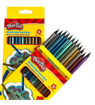 Play-Doh Üçgen Kuru Boya Kalemi Metalik Siyah Lata 12 Renk PLAY-KU025