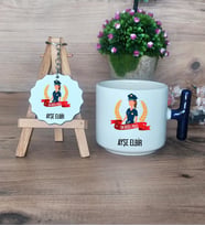 Kadın Polis Hediye Seti Kupa Bardak T Kulplu ve Anahtarlık Polisler Günü Kadın Polise Hediye (Model 2)