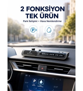 Mey İthalat® LED Işıklı Araç Ön Cam Telefon Numarası Gösterme Aparatı + 3 Seviyeli Hava Nemlendirici Yeni Nesil