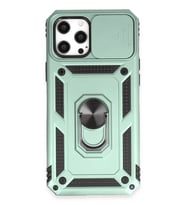 Newface Apple iPhone 12 Pro Max Kılıf Pars Lens Yüzüklü Silikon - Yeşil