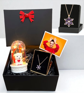 Premium Hediye Seti - Kişiye Özel Lotus Kolyeli Fotoğraflı Hediye Kutusu (Model 5)