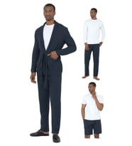 D'S Damat Waffle Erkek 5'li Rob ve Pijama Takımı Damat Sandığı Çeyiz Seti Lacivert (Çok Renkli)