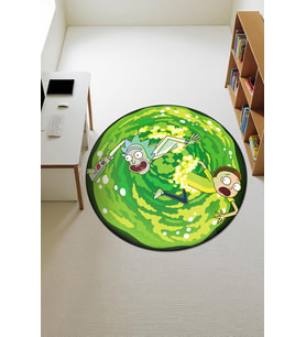 Rick & Morty Figürlü Yuvarlak Dijital Baskı Kaymaz Tabanlı Çocuk ve Genç Odası Halısı H0384