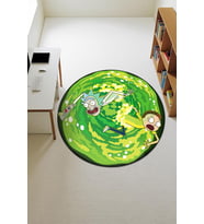 Rick & Morty Figürlü Yuvarlak Dijital Baskı Kaymaz Tabanlı Çocuk ve Genç Odası Halısı H0384