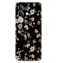 Vivo Y29 Kılıf Boutique Baskılı Resimli Siyah Fon Çiçek Pcode -045