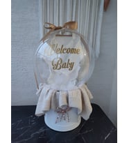 Büyülü Balon-Bebek Zıbını Unisex Örgü Battaniye Balon üzeri Yazılı Yenidoğan Doğum Tebrik (Sahra Beji)