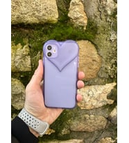 Iphone 11 Uyumlu Renkli Kalp Desenli Lüx Kılıf (Mor)