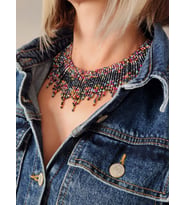 Kristal Boncuk Tasma Choker Model El Yapımı Kolye