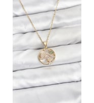 Tegan 316L Çelik Zincir Gold Renk Şans Kolyesi Model Zirkon Taşlı Kadın Kolye TG27BKO10899 (Çok Renkli)