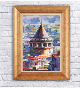 Altın Varaklı  Çerçeveli Paspartulu Tablo uu1652 (Gold)