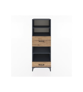 Hyperion Dolap 4 Raflı 2 Çekmeceli 60x44x163 Antrasit-Çam