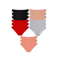 15 adet Süper Eko Set Likralı Kadın Slip Külot Siyah Kırmızı Ten Gri Pudra