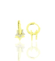 Gümüş Altın Yaldızlı Zirkon Taşlı Yıldız Sallantılı Halka Küpe SGTL11152GOLD
