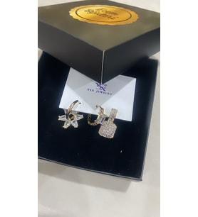 Çelik Altın Kaplama Taşlı Küpe Set (Altın / Dore)