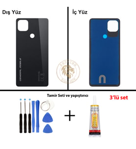 General Mobile Vida Seti + Yapıştırıcı Gm 22 Siyah Yapıştırıcı B-7000 Yapıştırıcı Vida Seti Arka Kapak Arka Cam Batarya Kapağı Lazer Kesim Kapak Pil Kapağı Back Cover
