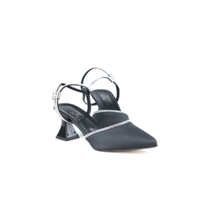 Ayakkabımood MS029 Siyah Saten 6 Cm Topuklu Bayan Ayakkabı