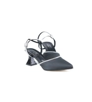 Ayakkabımood MS029 Siyah Saten 6 Cm Topuklu Bayan Ayakkabı