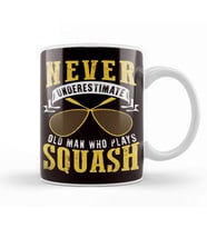 Old Man Squash Player Indoor Tennis Court Match Ball Sports Kupa Bardak Porselen