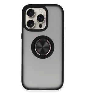Newface Apple iPhone 16 Pro Kılıf Montreal Yüzüklü Silikon Kapak - Siyah