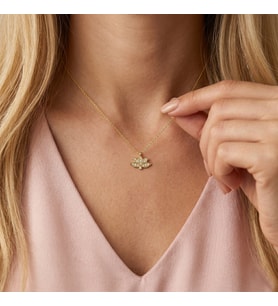 925 Ayar Gümüş Üzeri Altın Kaplama Minimal Lotus Çiçeği Kolye (Gold)