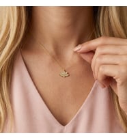 925 Ayar Gümüş Üzeri Altın Kaplama Minimal Lotus Çiçeği Kolye (Gold)