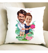 Kişiye Özel Egzotik Aşıklar Karikatürlü Yastık