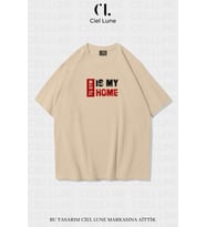 Nevermind Unisex Kadın Erkek To GYM  Baskılı Özel Tasarım Oversize T-shirt (Bej)