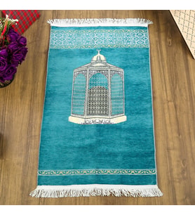 Makam-ı İbrahim Lüks Şönil Seccade Turkuaz (70x126cm) 240 gr