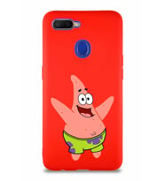 Oppo A12 Soft Premier Kapak Patrick Yıldız Tasarımlı Silikon Kılıf - Kırmızı (Şeffaf)