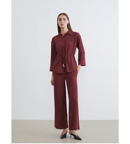 LCWAIKIKI Classic Kırmızı Beli Lastikli Dokulu Geniş Paça Kadın Pantolon