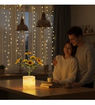 River World Süs Bit kisi Masaüstü LED Işıklı Yapay Bit ki Saksısı Sarı