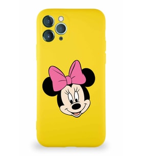 Apple iPhone 11 Pro Soft Premier Kapak Minnie Mouse-C Tasarımlı Silikon Kılıf - Sarı (Şeffaf)