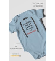Erkekliğe İlk Adım Baskılı Bebek Zıbını – Çıtçıtlı Body  %100 Pamuk Kısa Kol (Bebek Mavisi)
