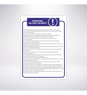 personel hijyen talimatı 21x28 Arkası Sticker
