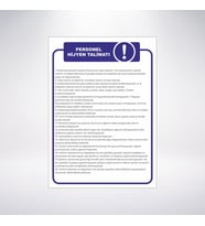 personel hijyen talimatı 21x28 Arkası Sticker