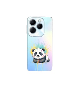 Infinix Hot 40 Pro ile Uyumlu Splash Panda Tasarımlı Şeffaf Silikon Kılıf