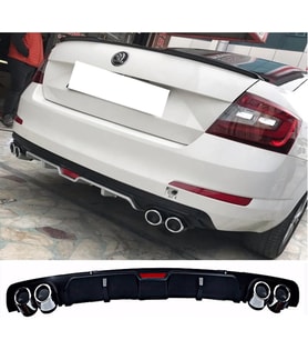 Skoda Octavia Siyah Difüzör 4 Krom Egzoz Görünümlü Difizör Arka Ek Body Kit