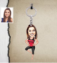 Kişiye Özel Sporcu Karikatürlü  Ahşap Anahtarlık Bayan-4-Eco