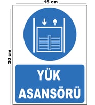 Metal Yük Asansörü 15cm x 20cm Uyarı Levhası Yönlendirme Tabelası