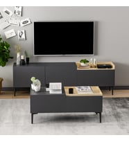 MİA TV ÜNİTESİ ve ORTA SEHPA TAKIM ANTRASİT/SAFİR MEŞE