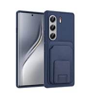 Tecno Camon 40 Pro Kılıf TPU Malzemeli ve Deri Dokulu Şık NexaCard Premium Kapak (Lacivert)