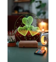 Sevgiliye 3 Kalp I Love You 16 Renk Kumandalı 3D Gece Lambası
